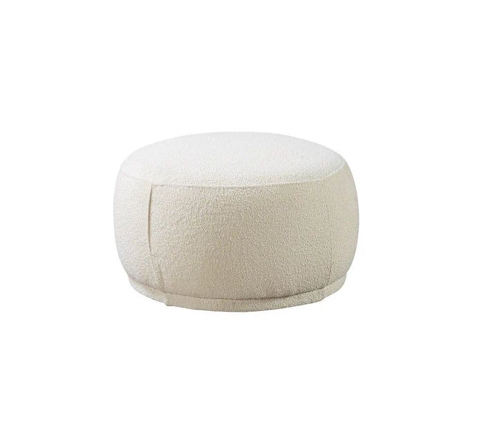 Cloe Ivory Boucle Round Ottoman