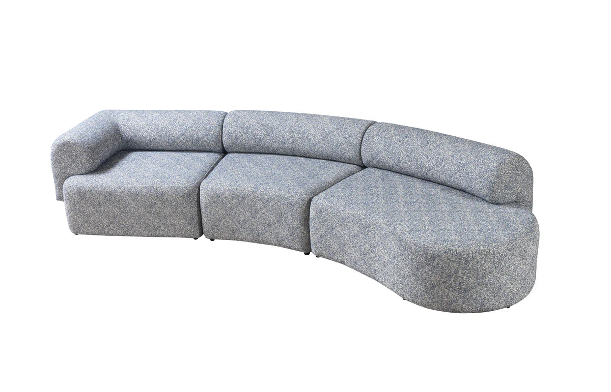 Lena Blue Boucle 3-Piece Curved 145" Sectional