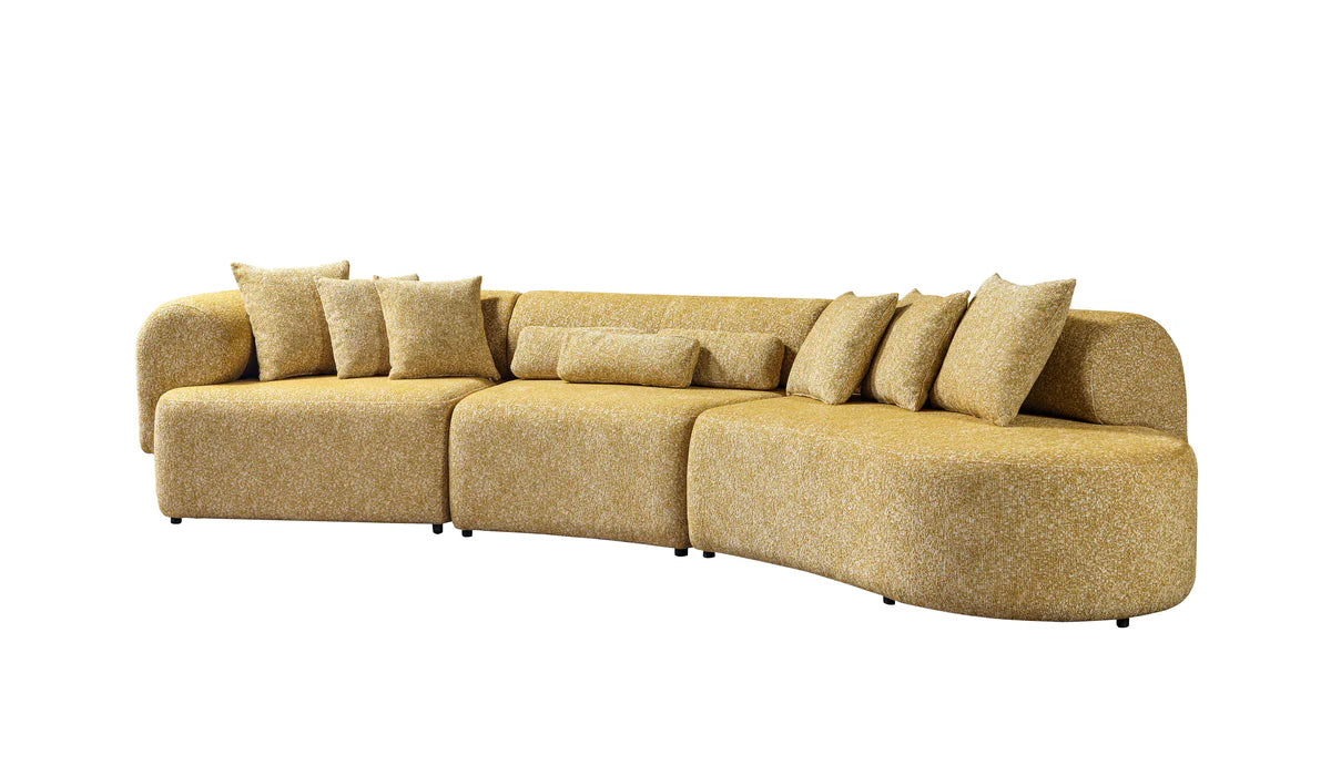 Lena Mustard Boucle 3-Piece Curved 145" Sectional