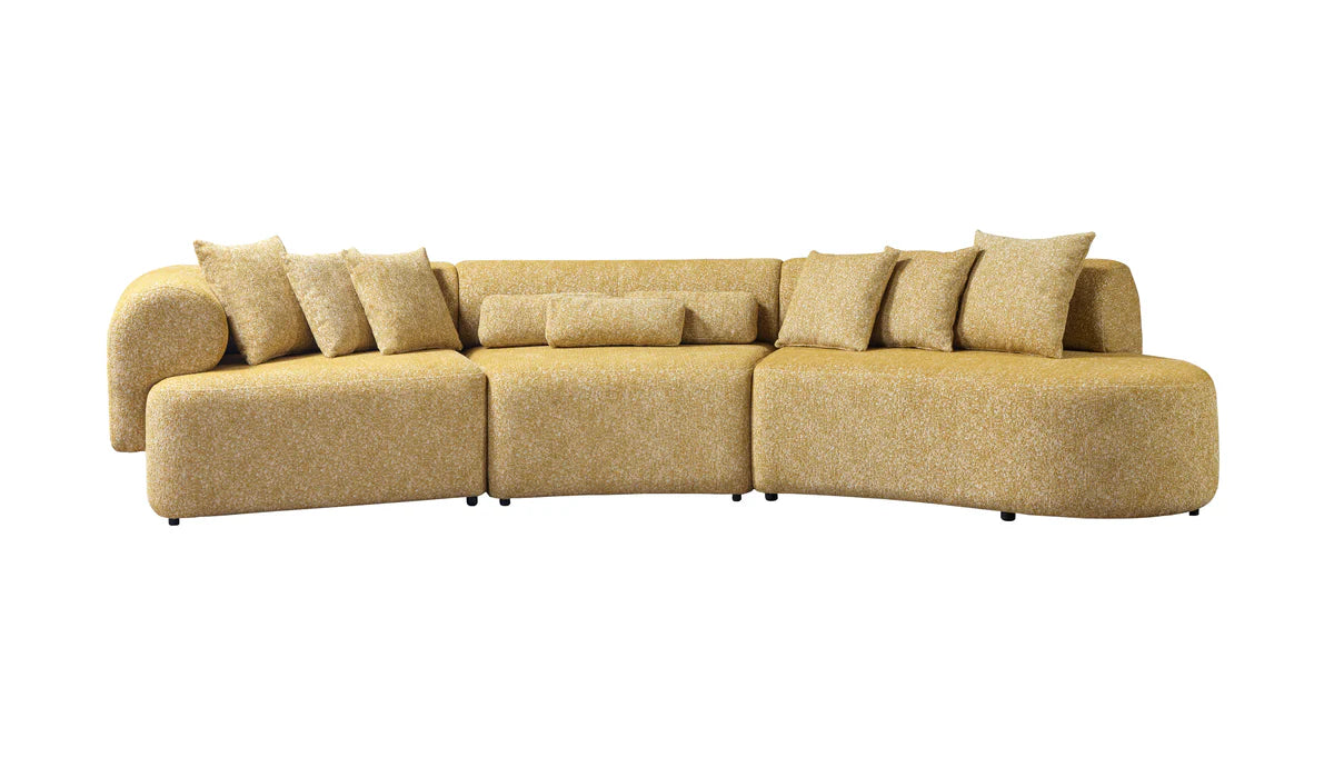 Lena Mustard Boucle 3-Piece Curved 145" Sectional