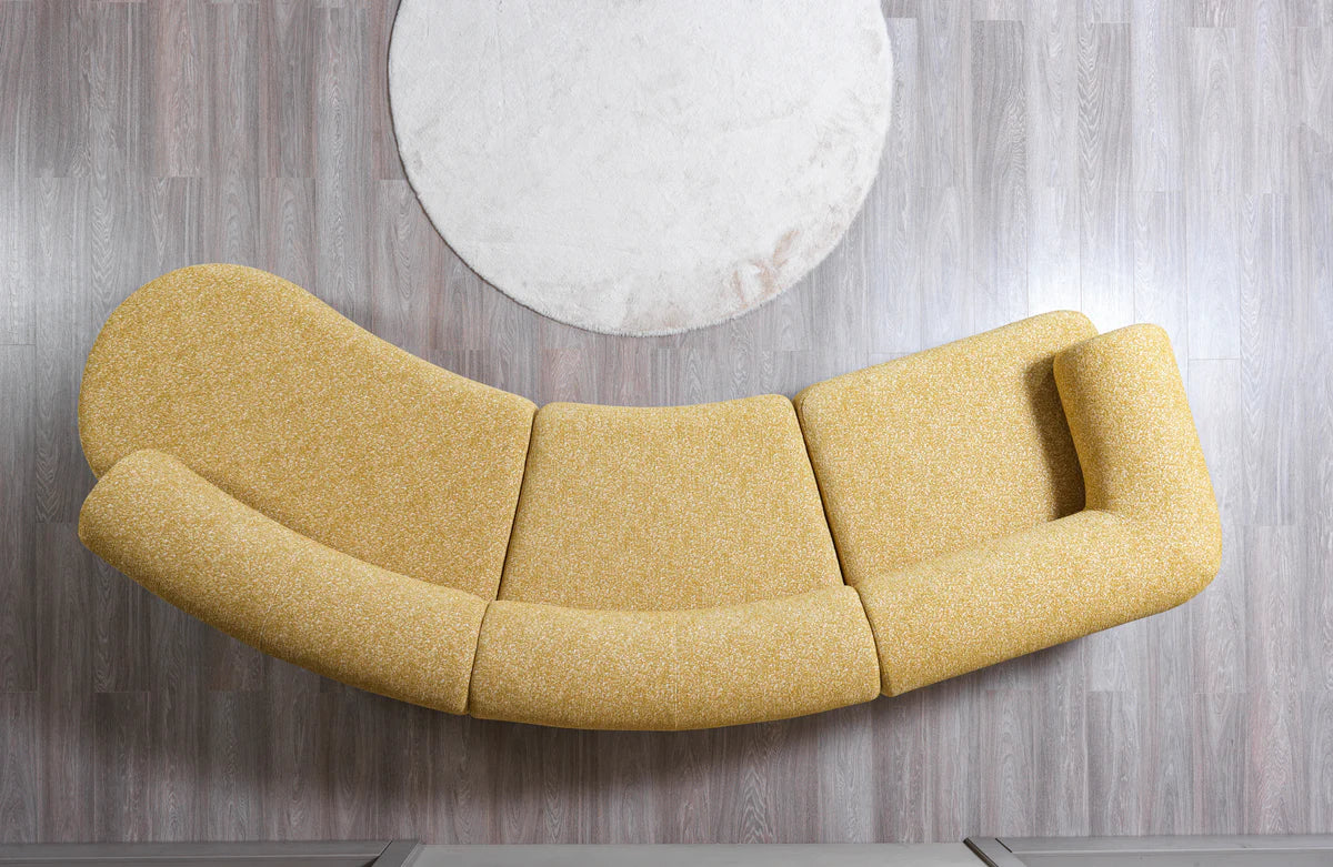 Lena Mustard Boucle 3-Piece Curved 145" Sectional