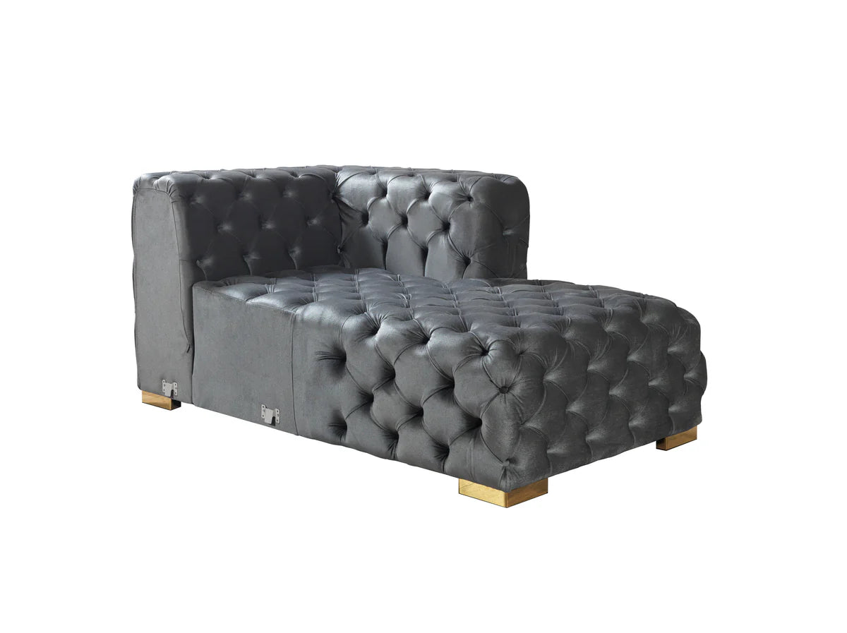 Neva Gray Velvet Double Chaise 138" Sectional