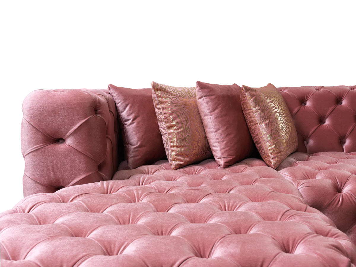 Neva Pink Velvet Double Chaise 138" Section