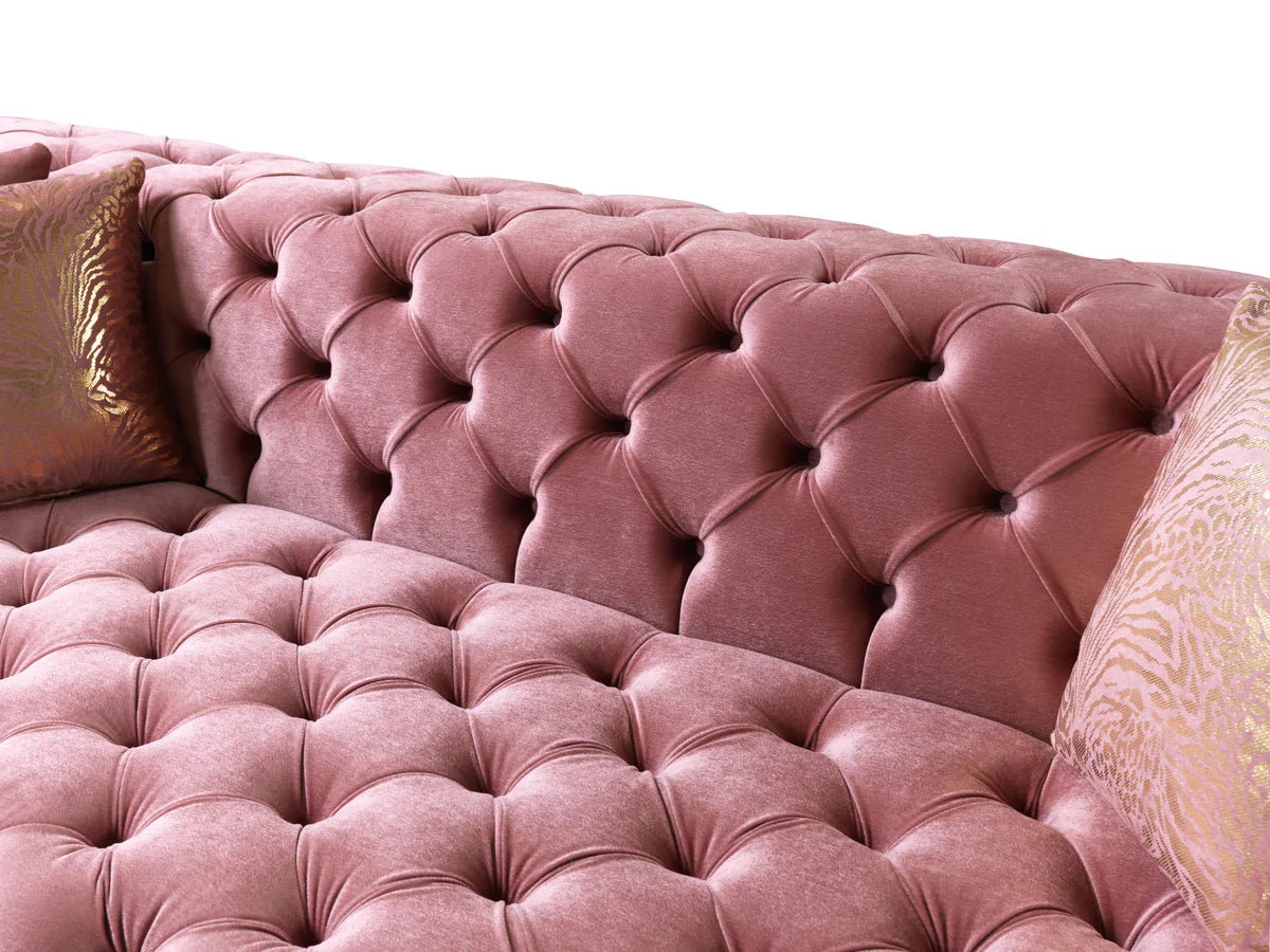 Neva Pink Velvet Double Chaise 138" Section