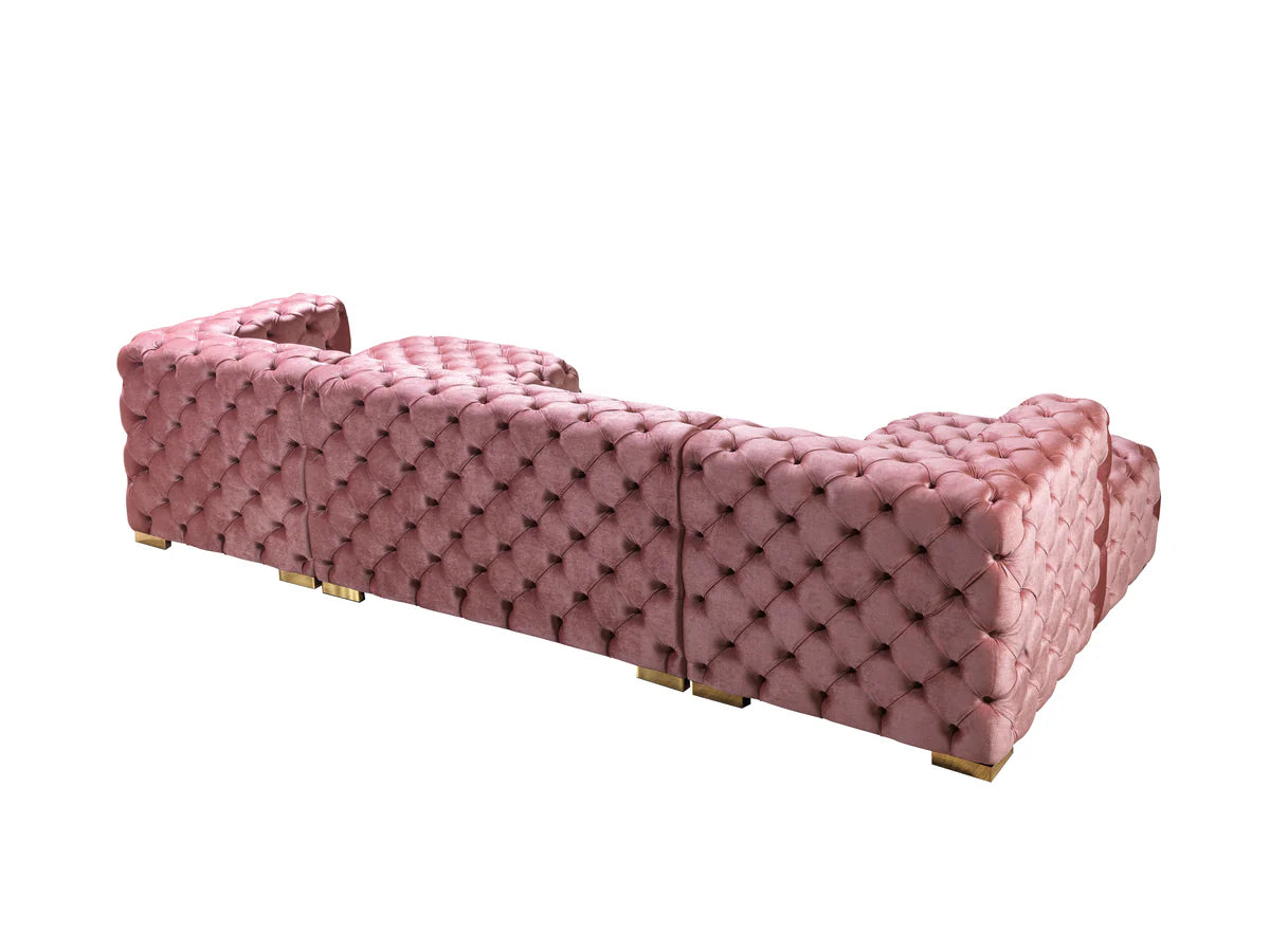 Neva Pink Velvet Double Chaise 138" Section