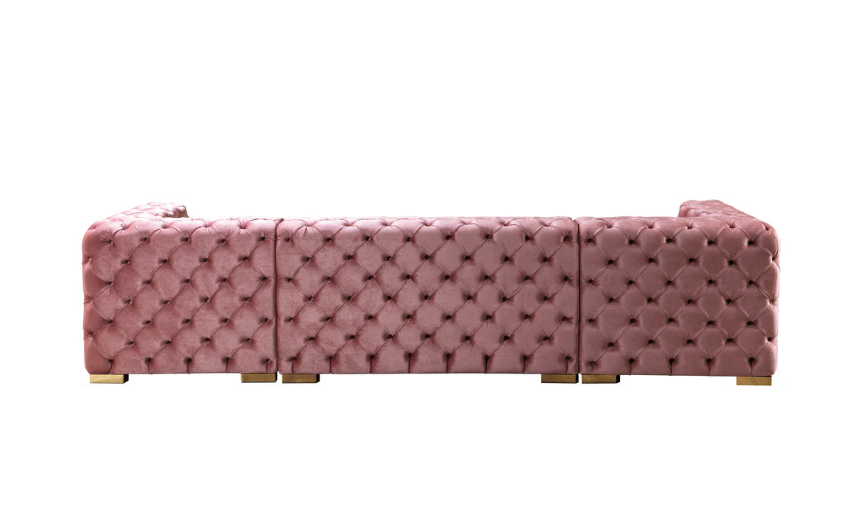 Neva Pink Velvet Double Chaise 138" Section