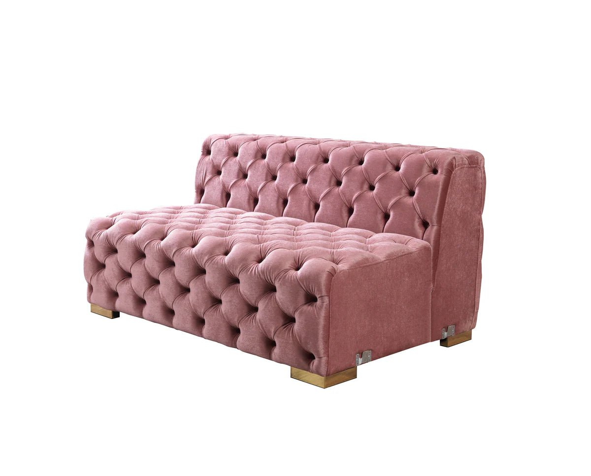 Neva Pink Velvet Double Chaise 138" Section