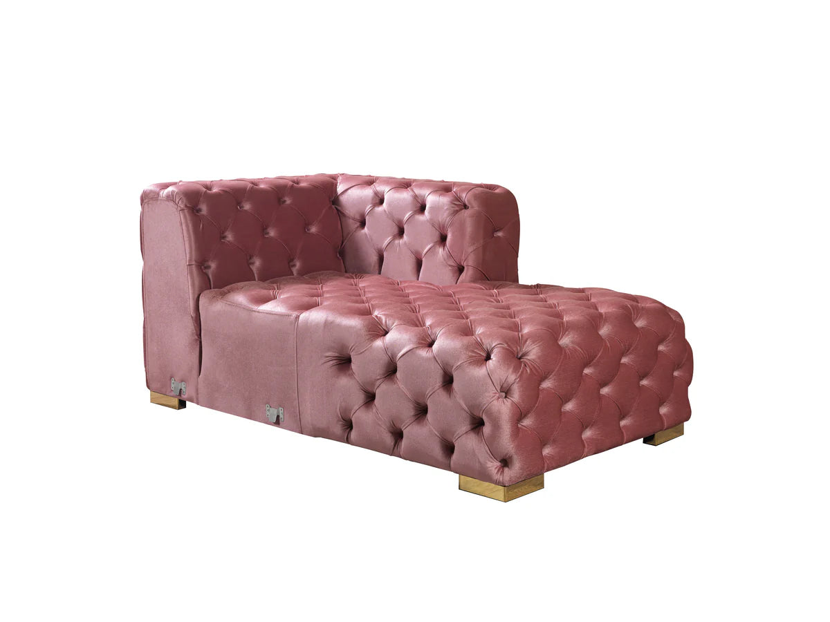 Neva Pink Velvet Double Chaise 138" Section