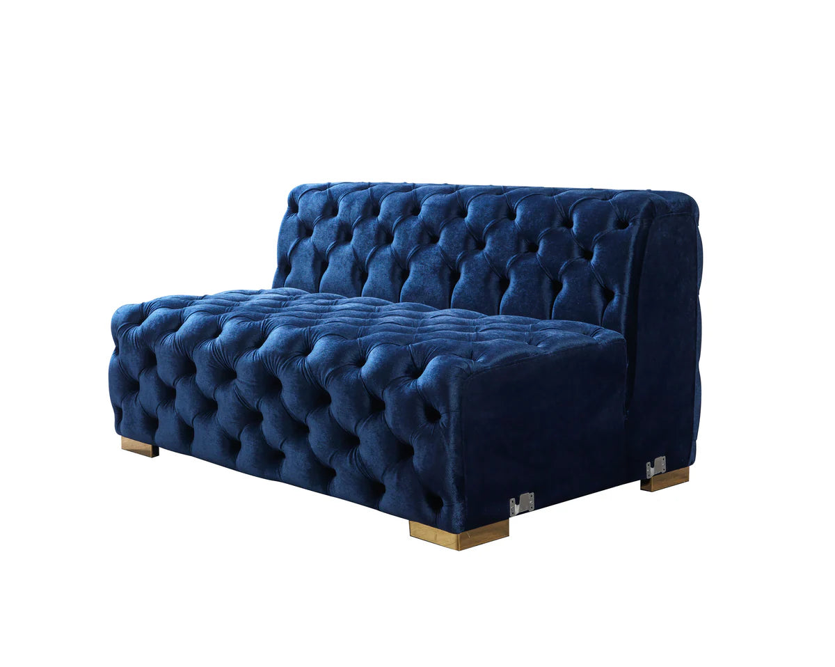 Neva Blue Velvet Double Chaise 138" Sectional