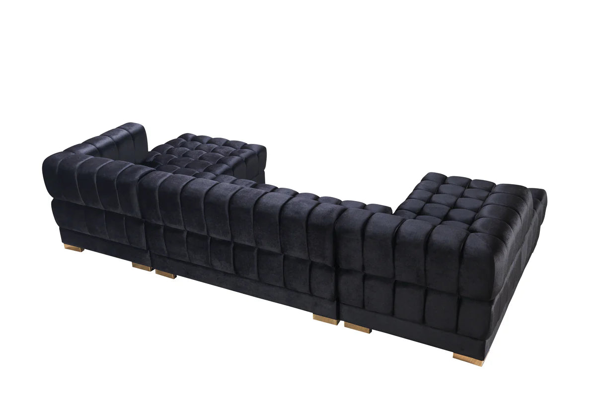 Ariana Black Velvet Double Chaise 138" Sectional (N)