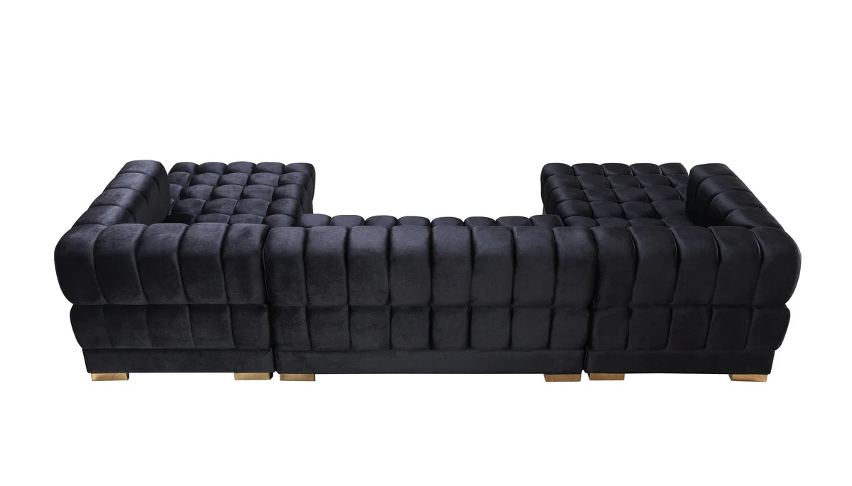 Ariana Black Velvet Double Chaise 138" Sectional (N)