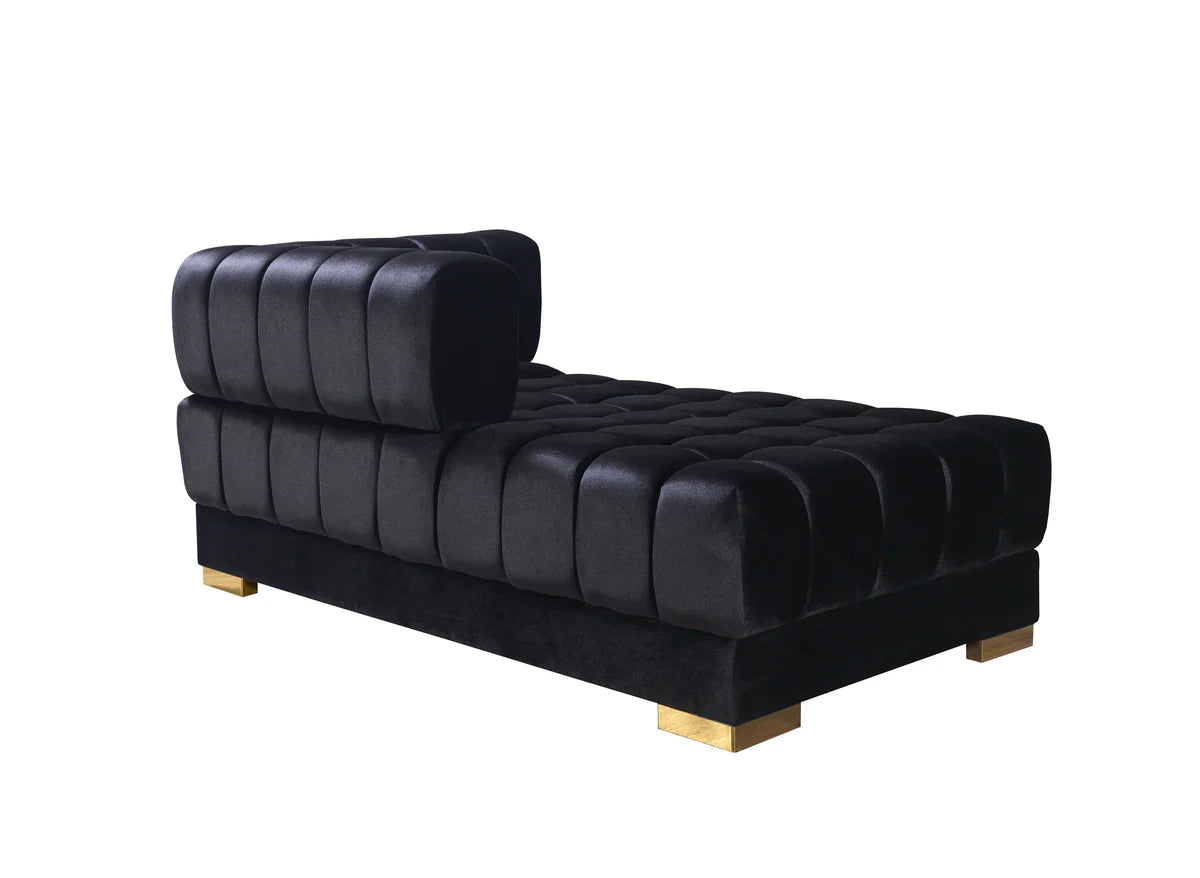 Ariana Black Velvet Double Chaise 138" Sectional (N)