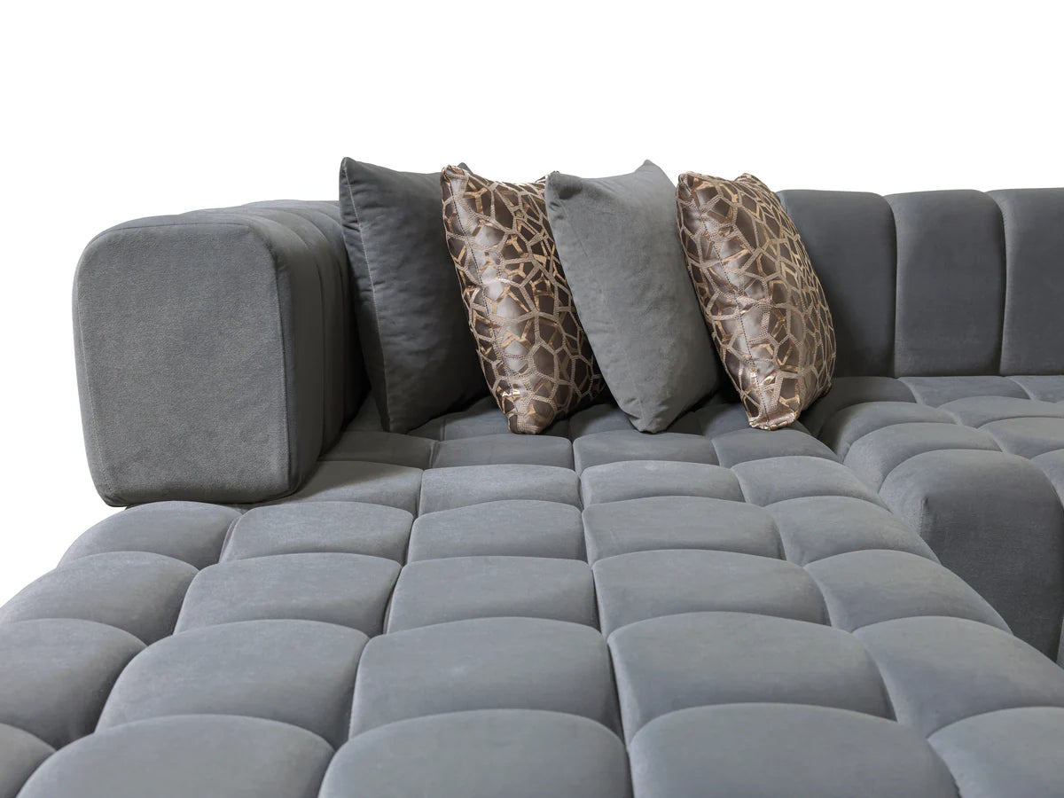 Ariana Gray Velvet Double Chaise 138" Sectional (N)