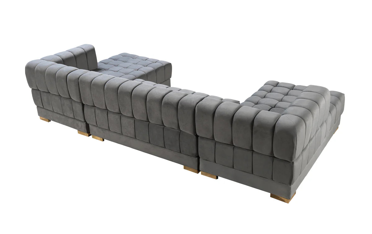 Ariana Gray Velvet Double Chaise 138" Sectional (N)