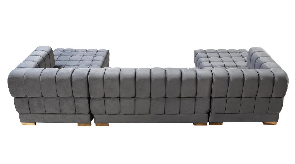 Ariana Gray Velvet Double Chaise 138" Sectional (N)