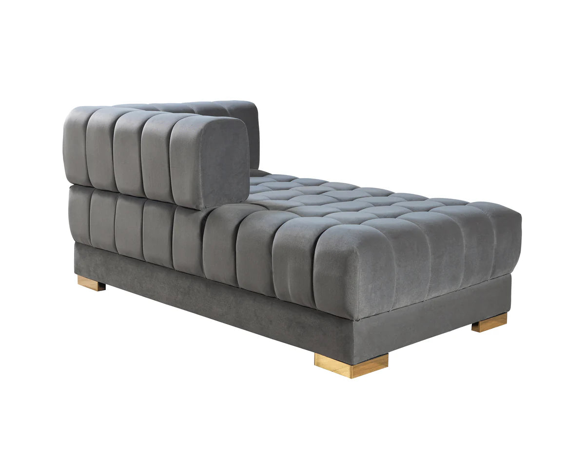 Ariana Gray Velvet Double Chaise 138" Sectional (N)