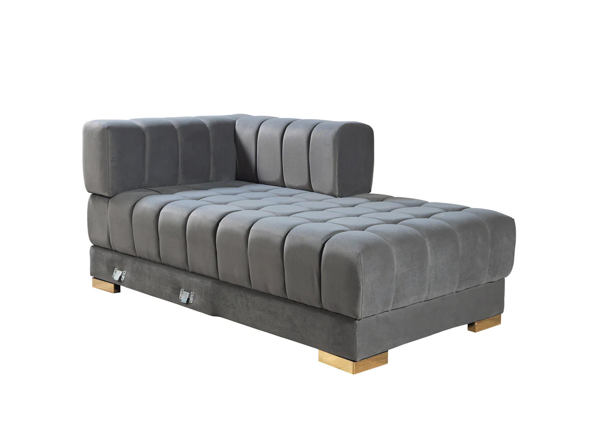 Ariana Gray Velvet Double Chaise 138" Sectional (N)