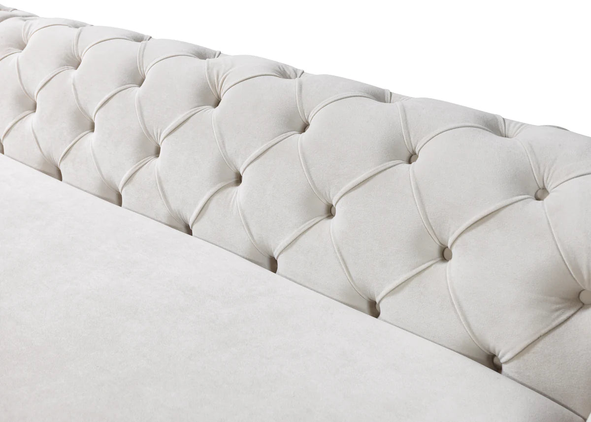 Jessie Ivory Velvet Double Chaise 138" Sectional NV