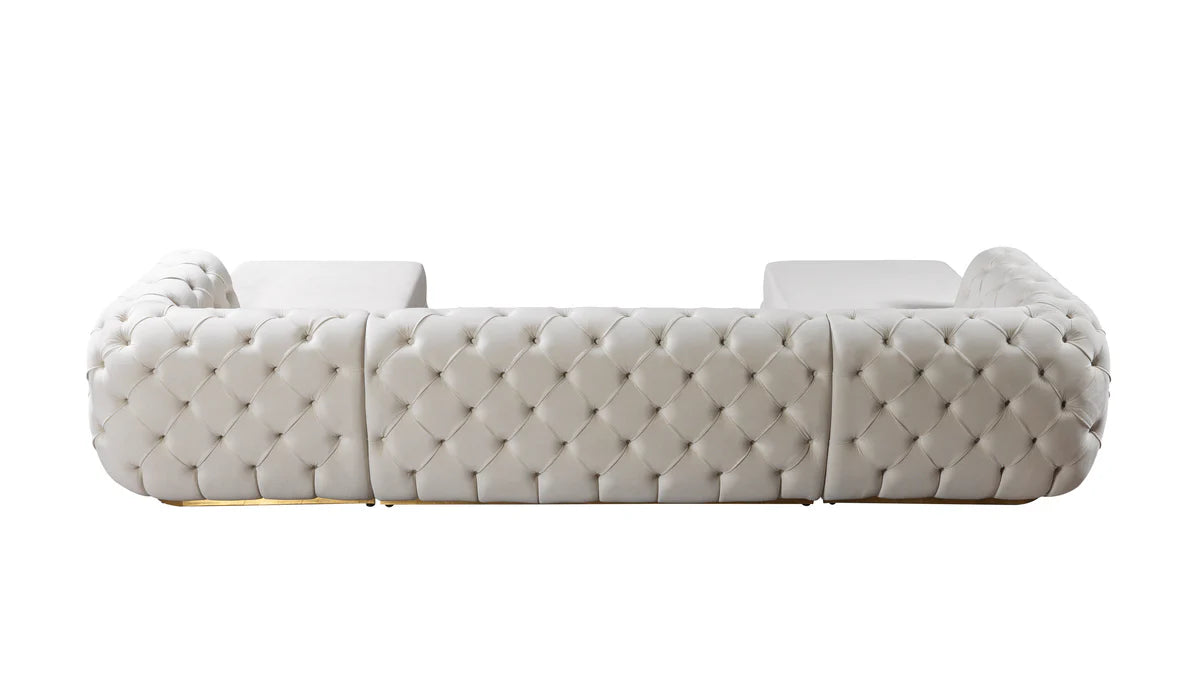 Jessie Ivory Velvet Double Chaise 138" Sectional NV