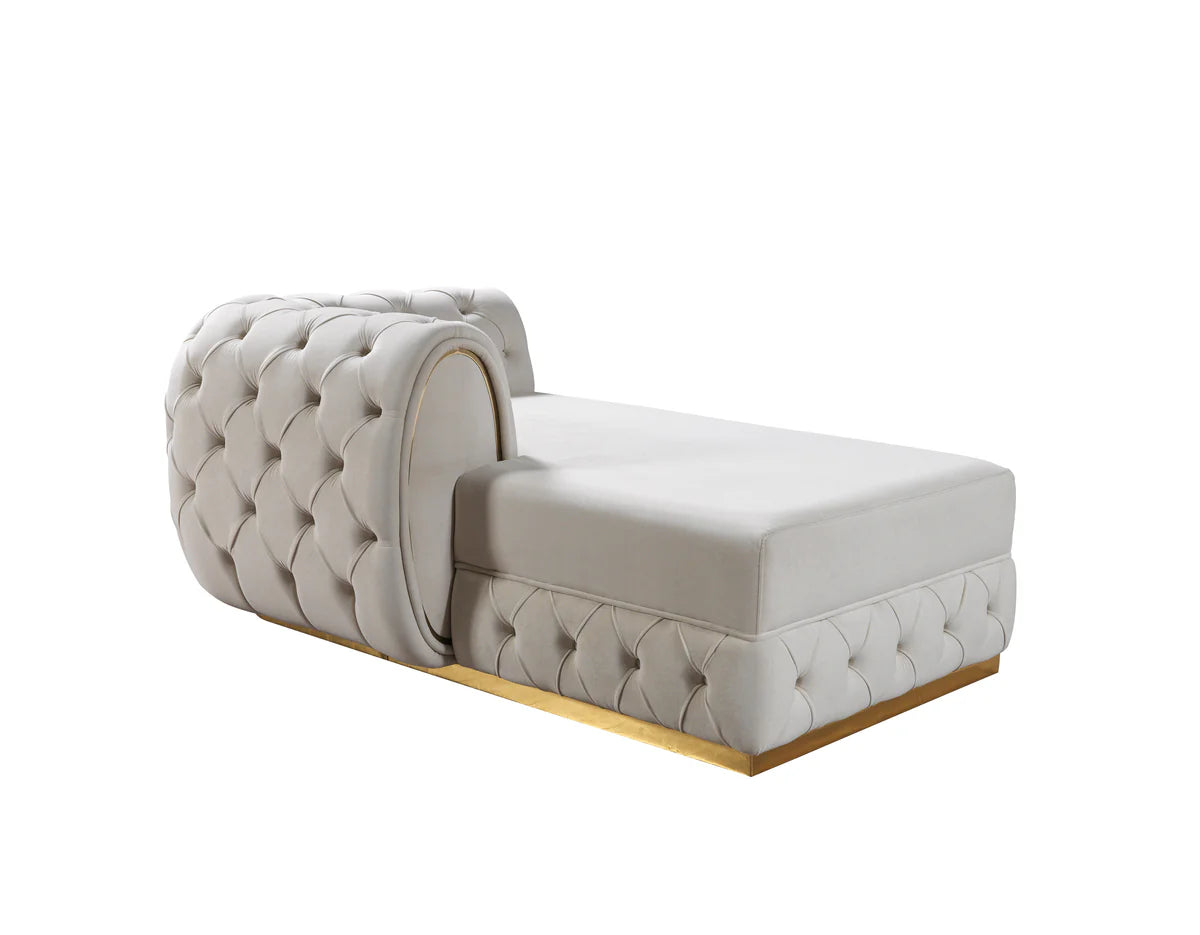 Jessie Ivory Velvet Double Chaise 138" Sectional NV