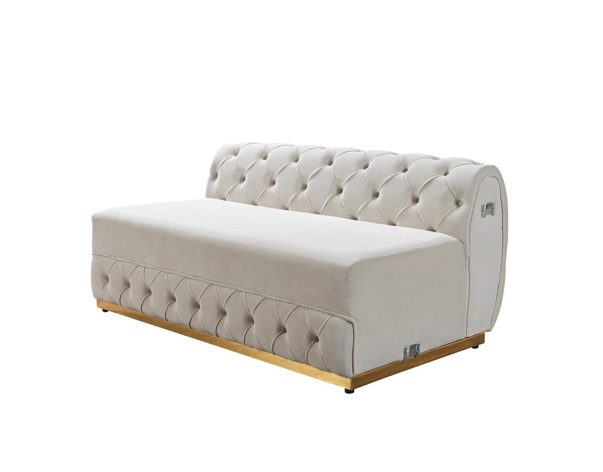 Jessie Ivory Velvet Double Chaise 138" Sectional NV