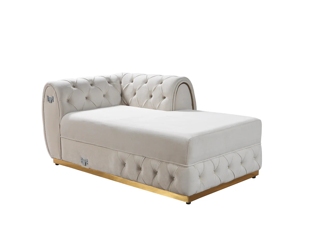 Jessie Ivory Velvet Double Chaise 138" Sectional NV