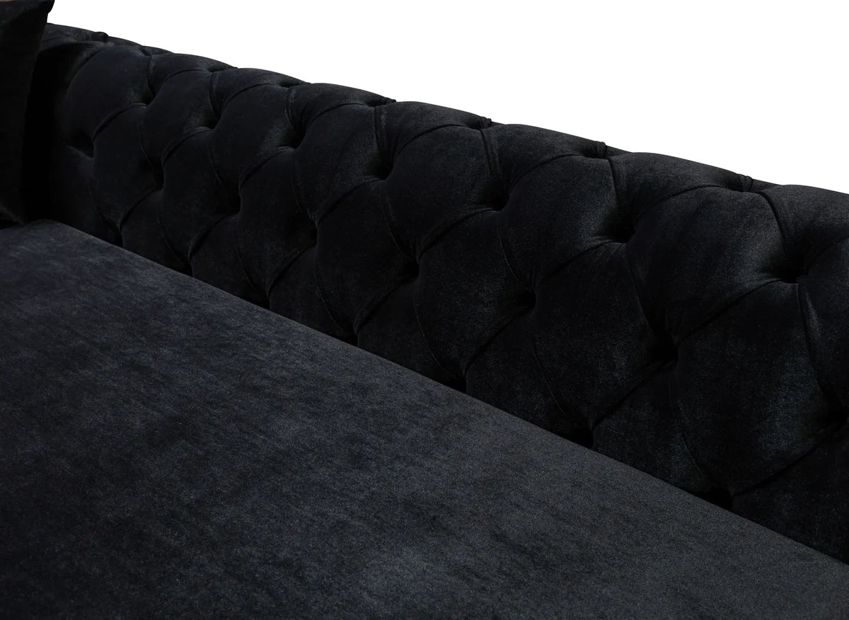 Jessie Black Velvet Double Chaise 138" Sectional