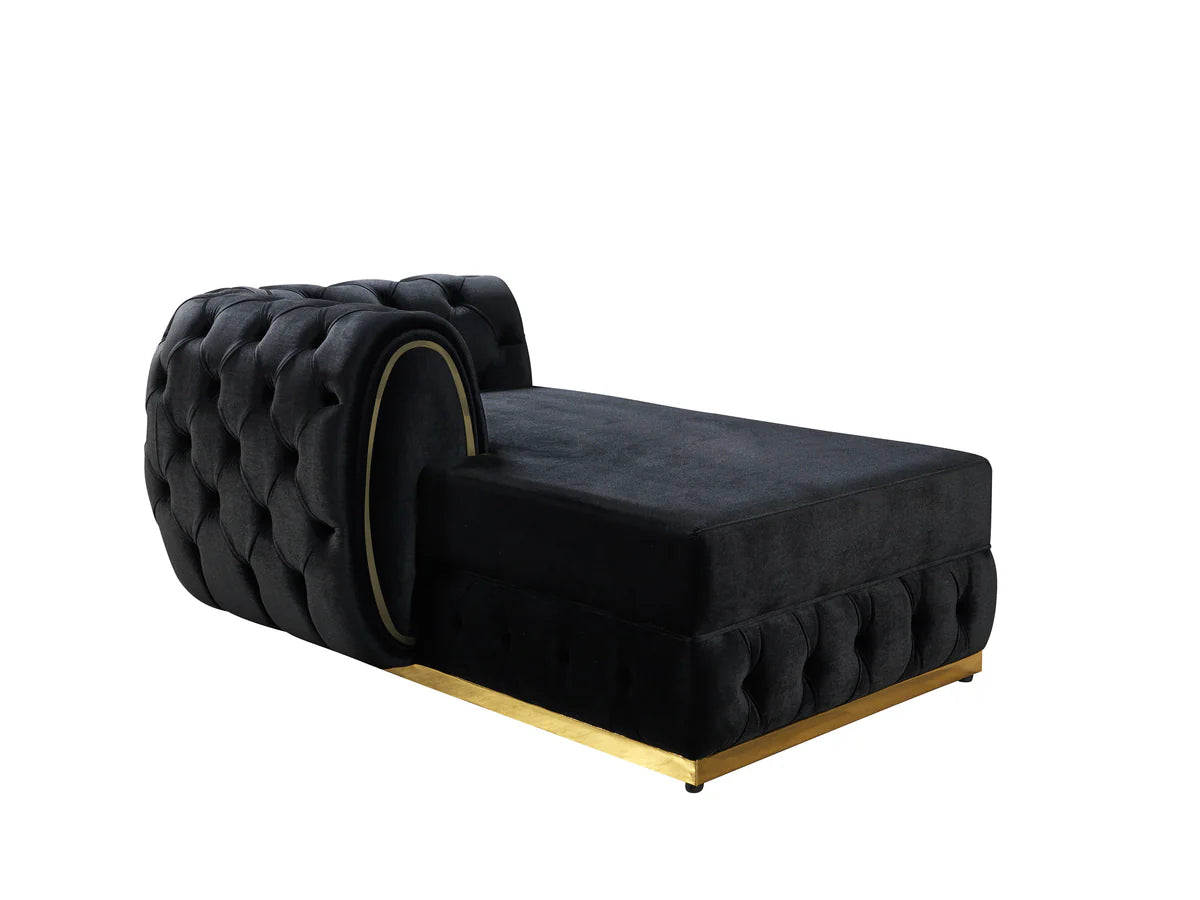 Jessie Black Velvet Double Chaise 138" Sectional