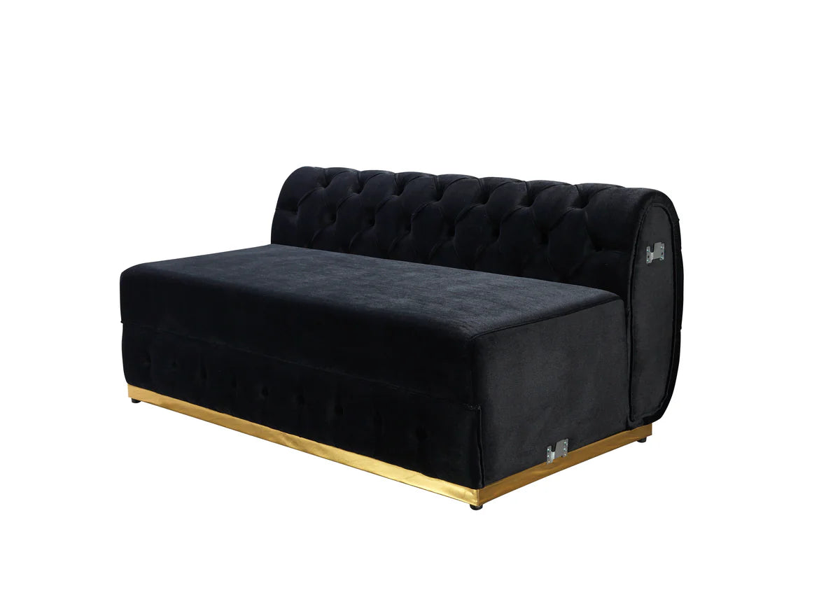 Jessie Black Velvet Double Chaise 138" Sectional