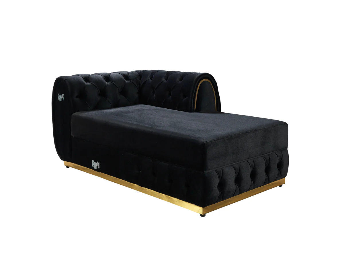 Jessie Black Velvet Double Chaise 138" Sectional