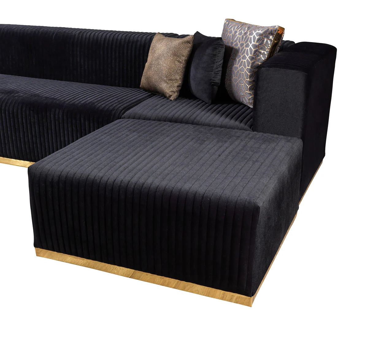 Juliana Black Velvet 4-Piece 140" Sectional