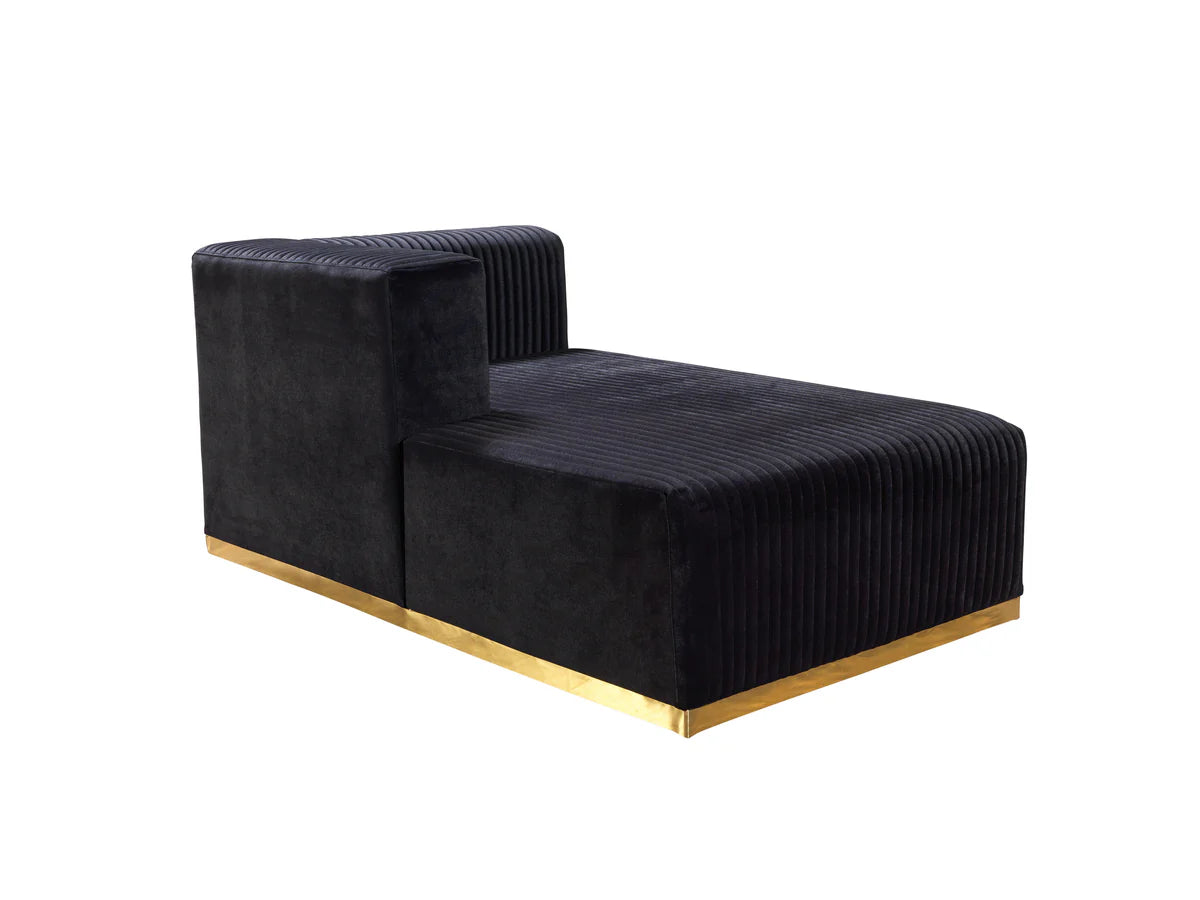 Juliana Black Velvet 4-Piece 140" Sectional