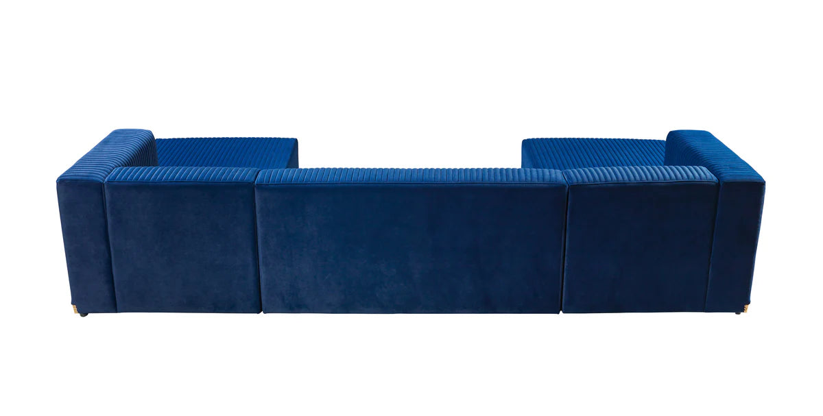 Juliana Blue Velvet 4-Piece 140" Sectional