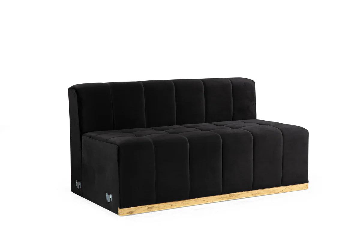 Elisha Black Velvet Double Chaise 140" Sectional