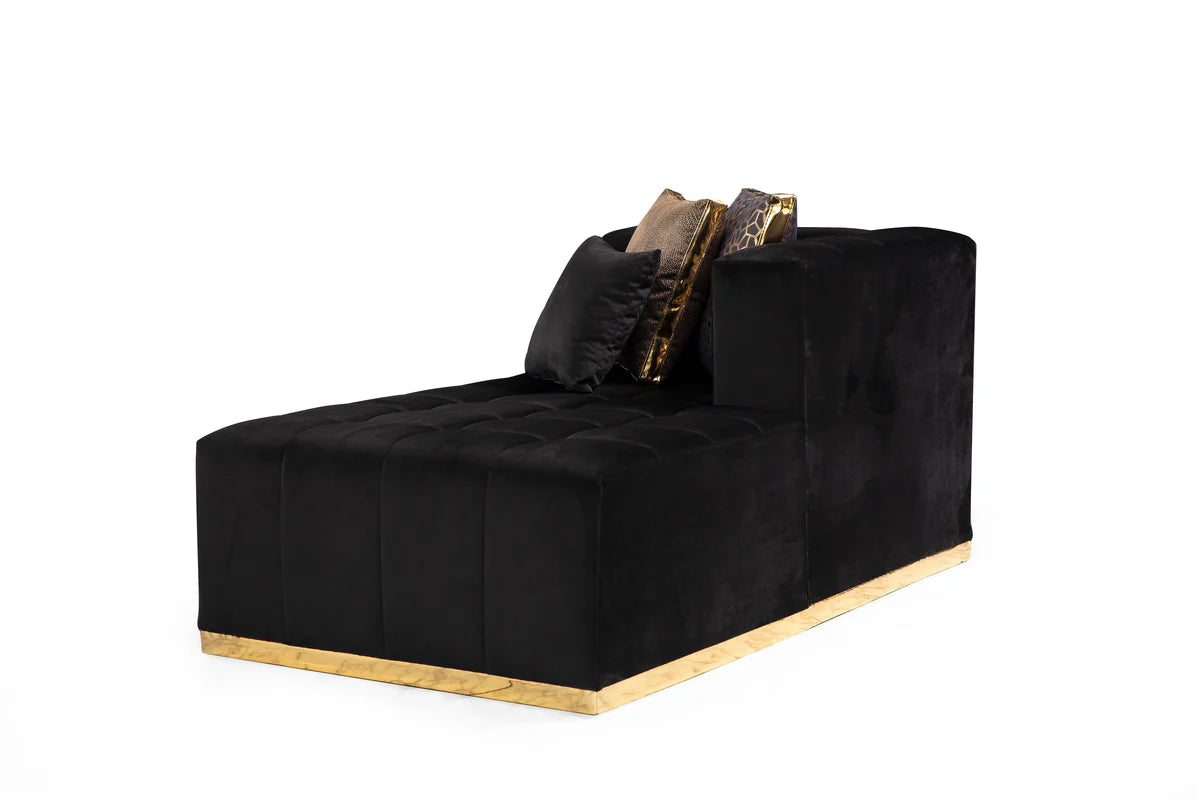 Elisha Black Velvet Double Chaise 140" Sectional