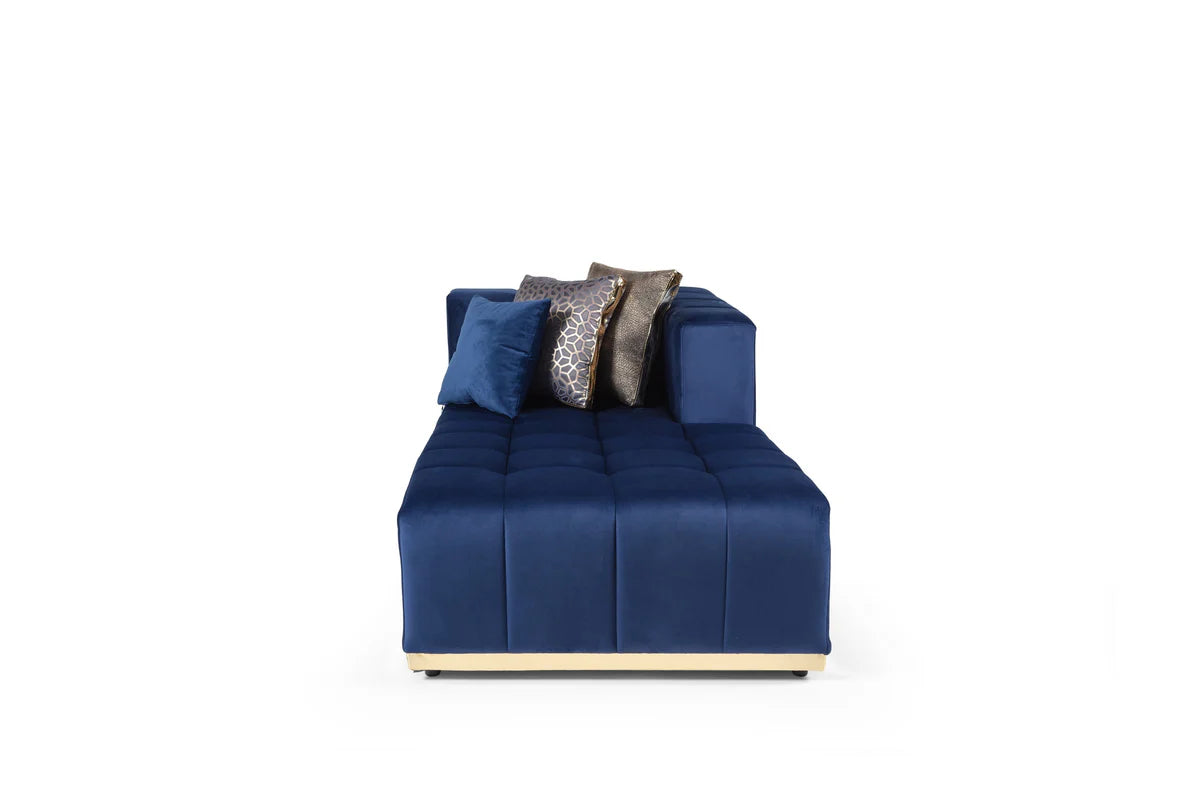 Elisha Navy Velvet Double Chaise 140" Sectional