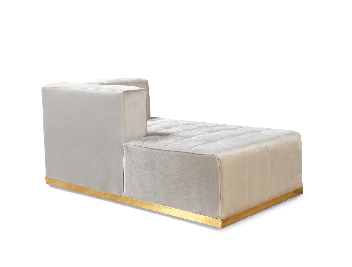 Elisha Ivory Velvet Double Chaise 140" Sectional