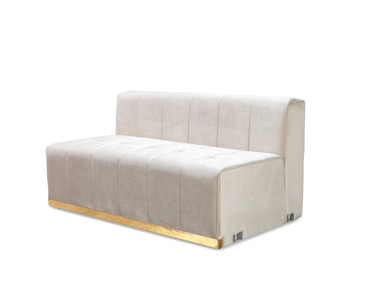 Elisha Ivory Velvet Double Chaise 140" Sectional