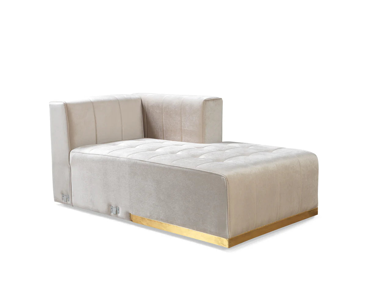 Elisha Ivory Velvet Double Chaise 140" Sectional