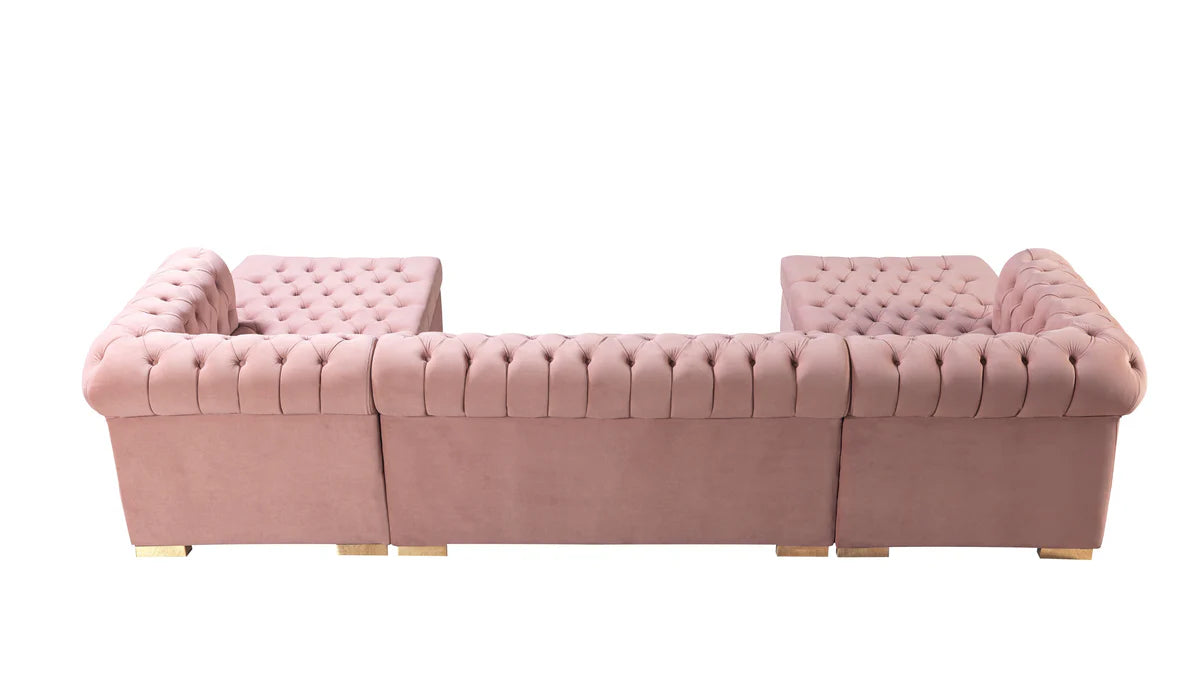 Lauren Pink Velvet Double Chaise 136" Sectiona