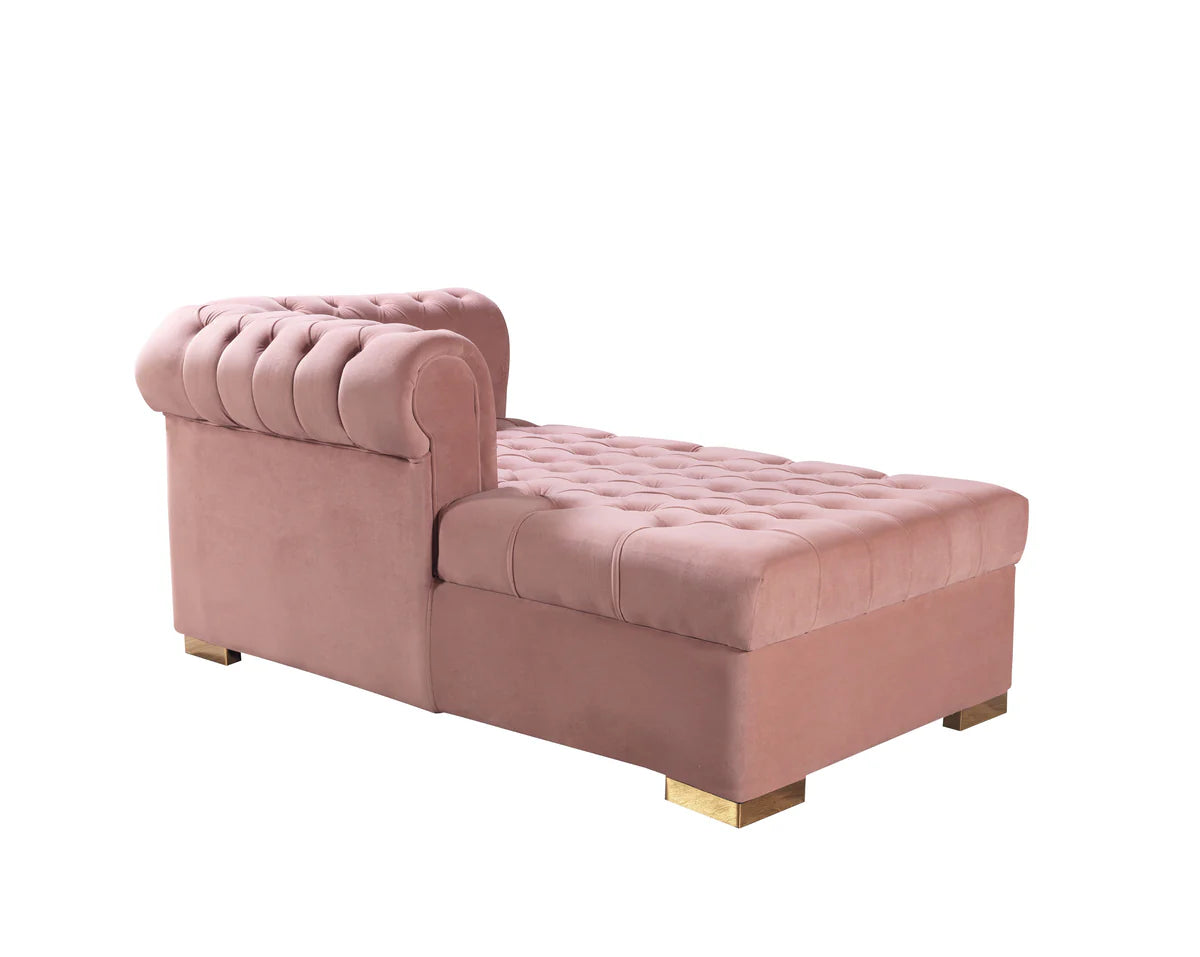 Lauren Pink Velvet Double Chaise 136" Sectiona