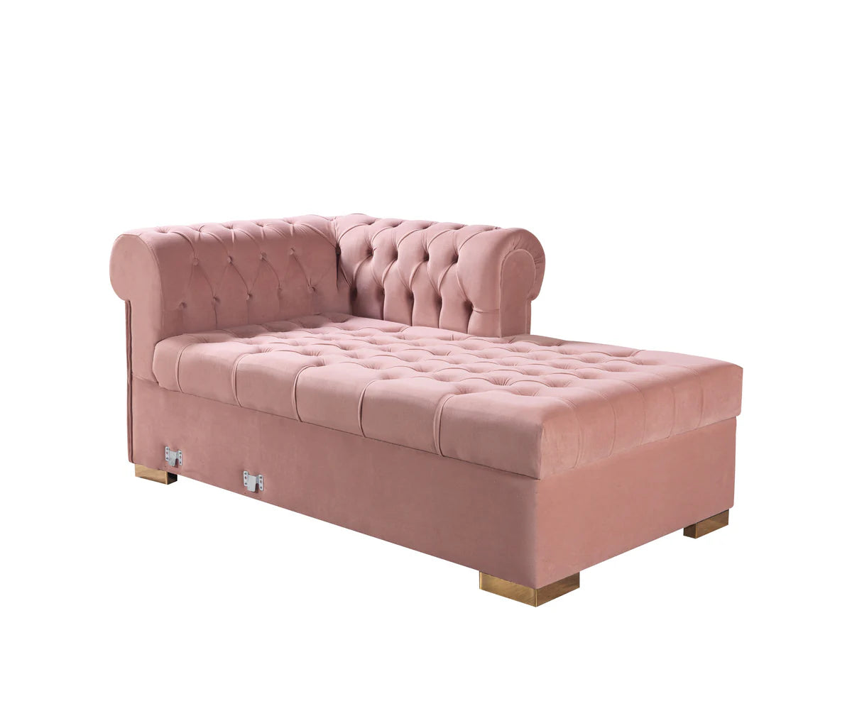 Lauren Pink Velvet Double Chaise 136" Sectiona