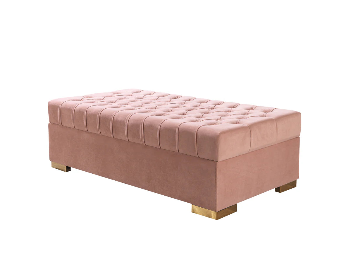 Lauren Pink Velvet Double Chaise 136" Sectiona