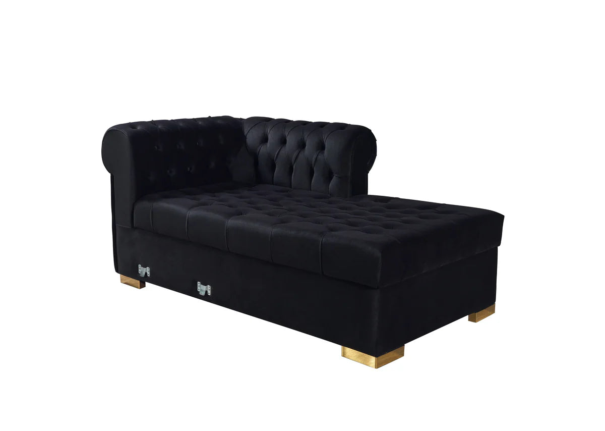 Lauren Black Velvet Double Chaise 136" Sectional