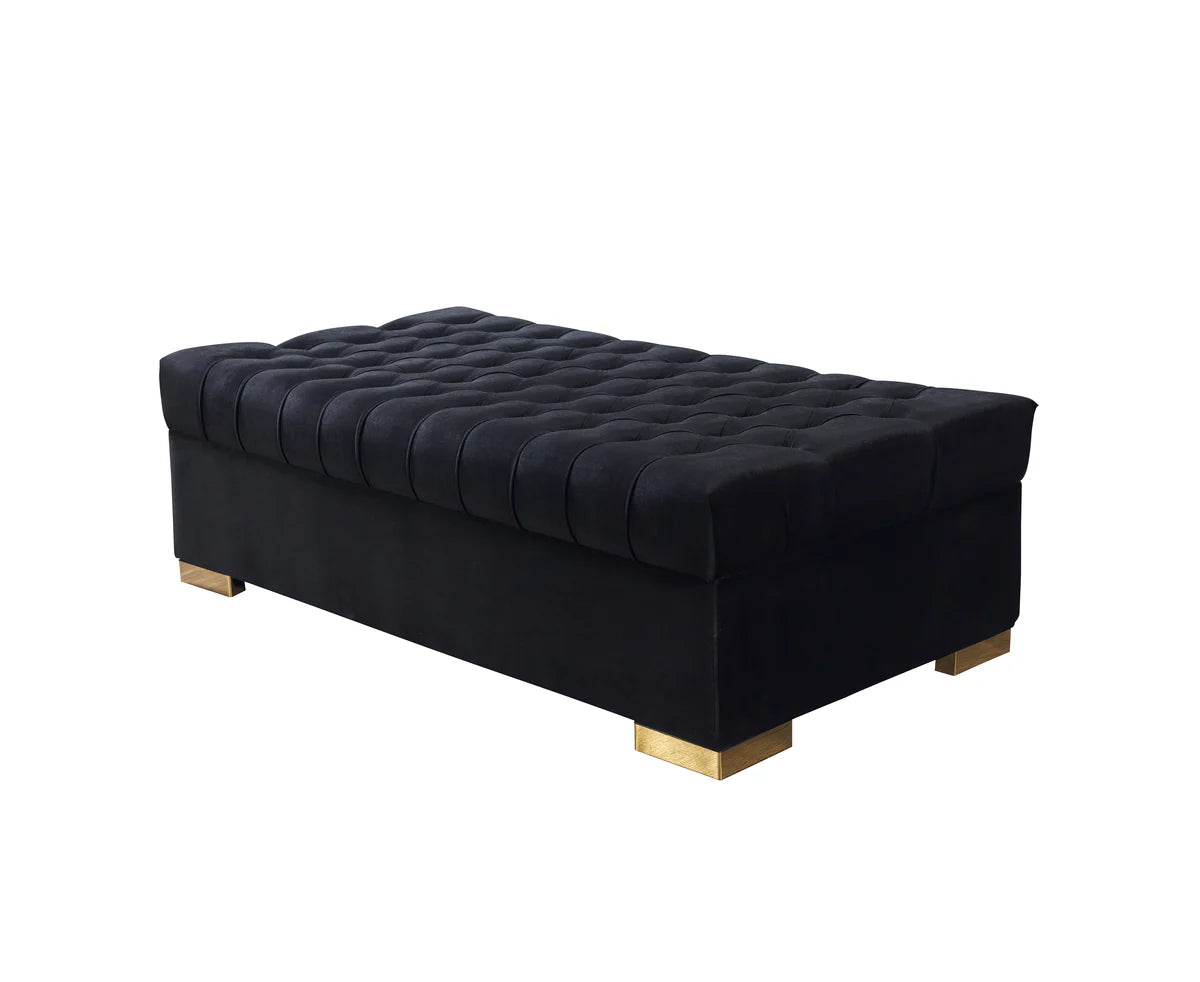 Lauren Black Velvet Double Chaise 136" Sectional