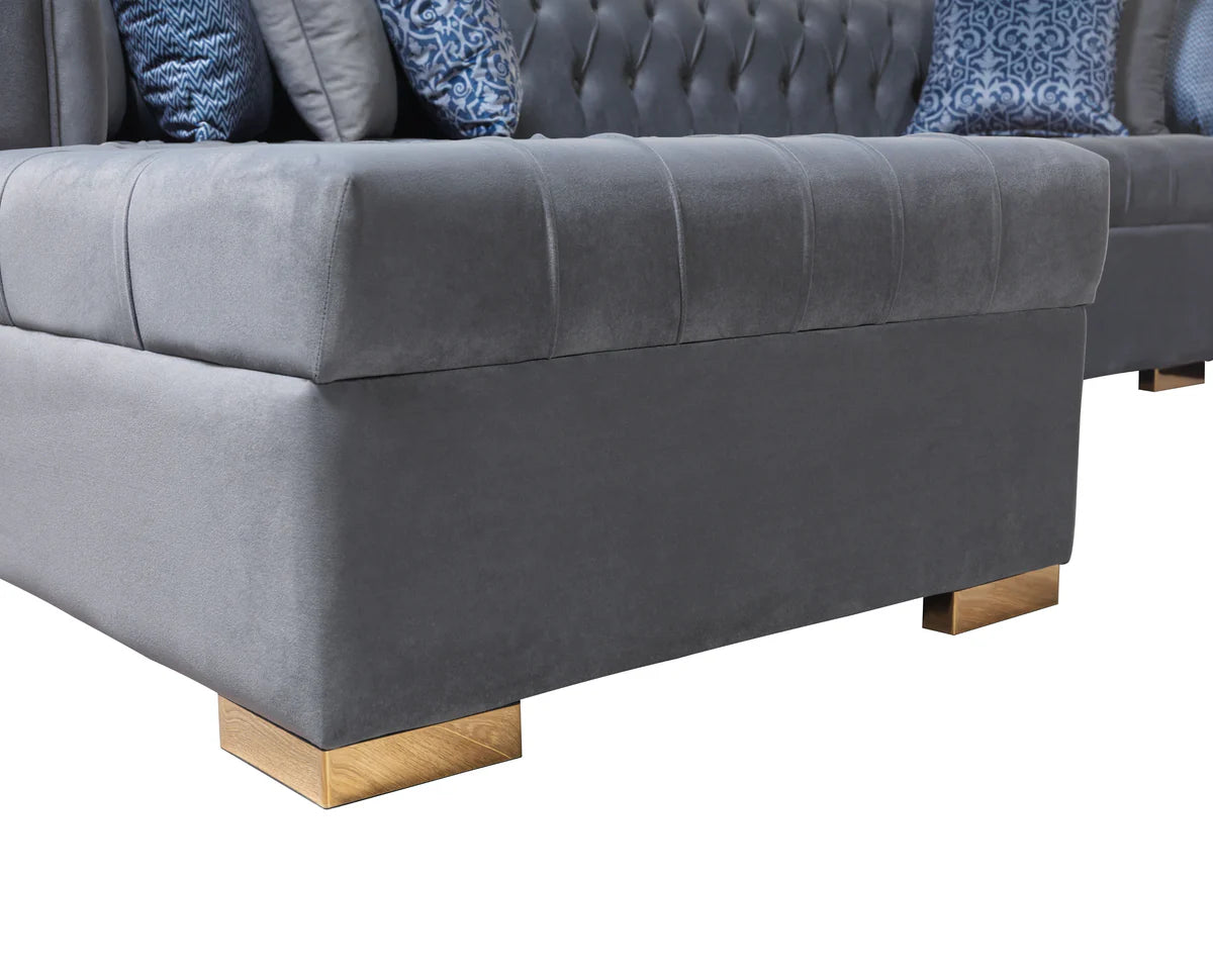 Lauren Gray Velvet Double Chaise 136" Sectional