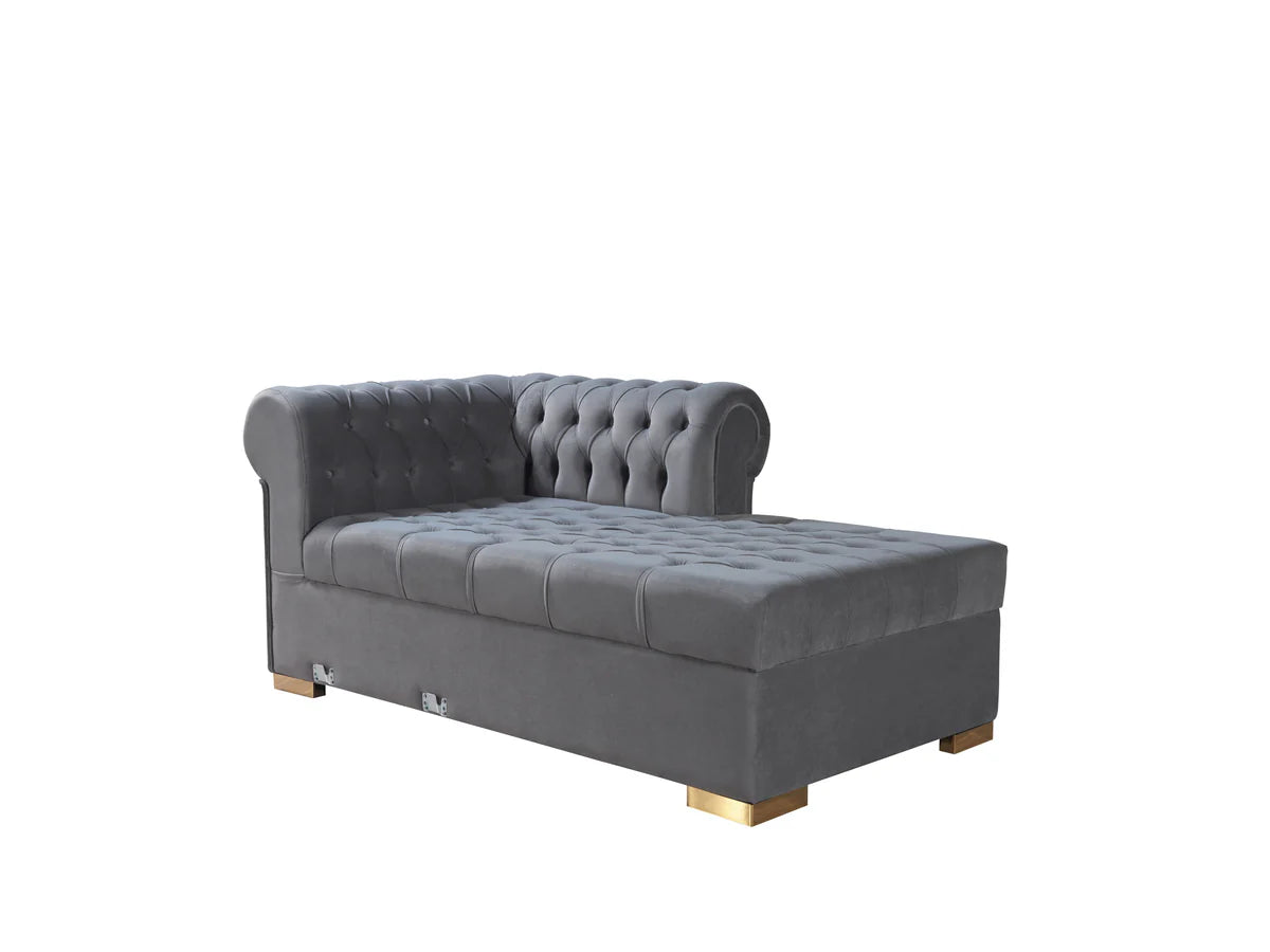 Lauren Gray Velvet Double Chaise 136" Sectional