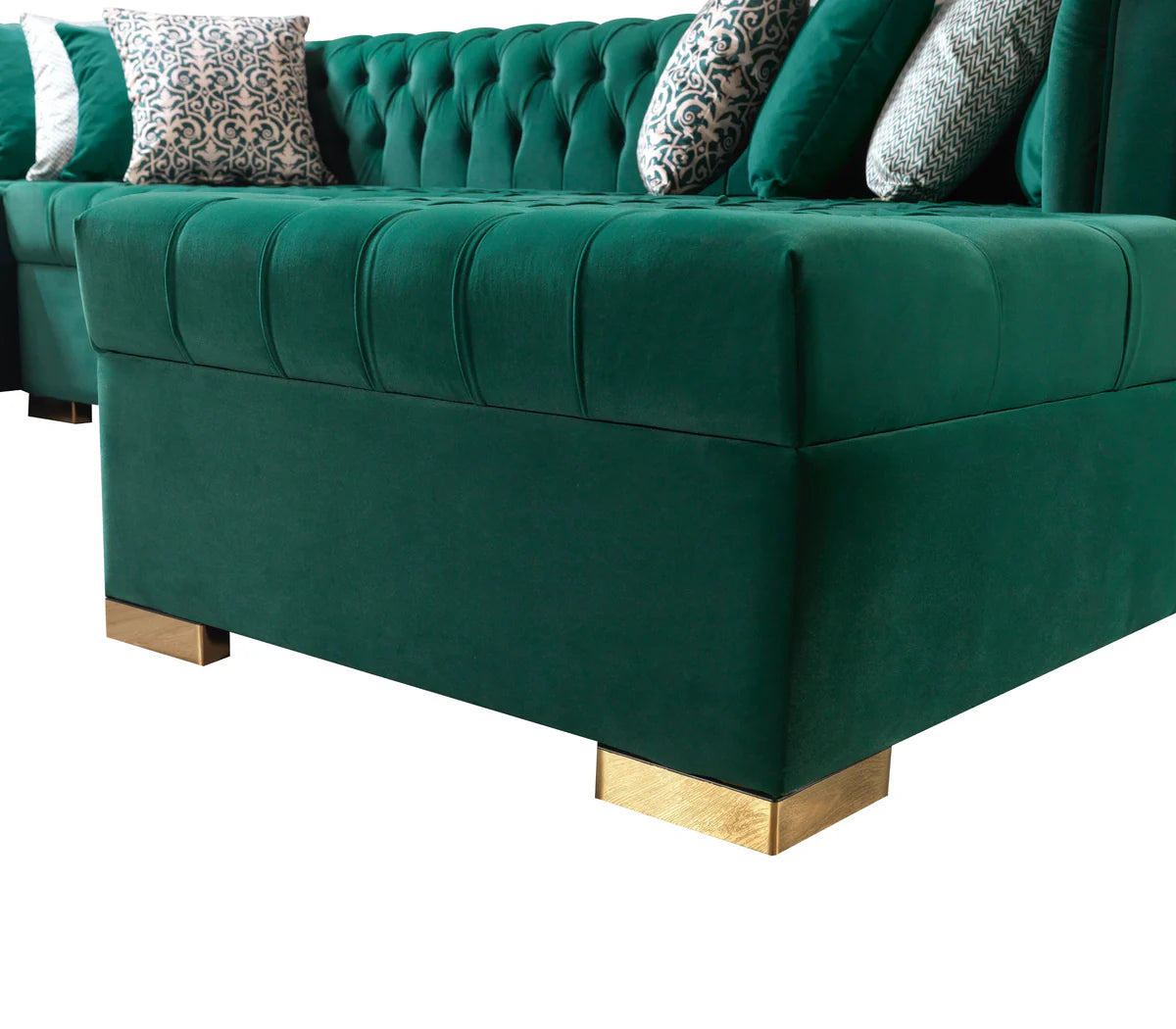 Lauren Green Velvet Double Chaise 136" Sectional