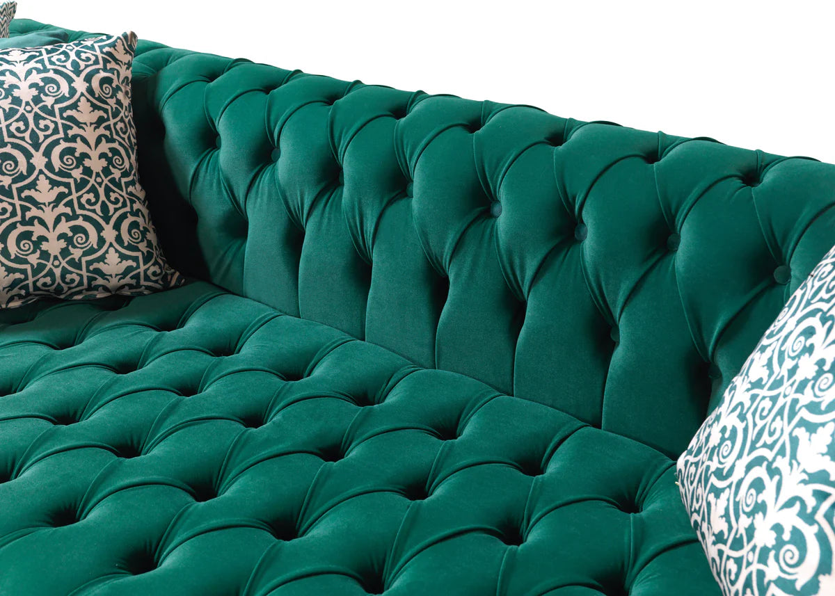 Lauren Green Velvet Double Chaise 136" Sectional