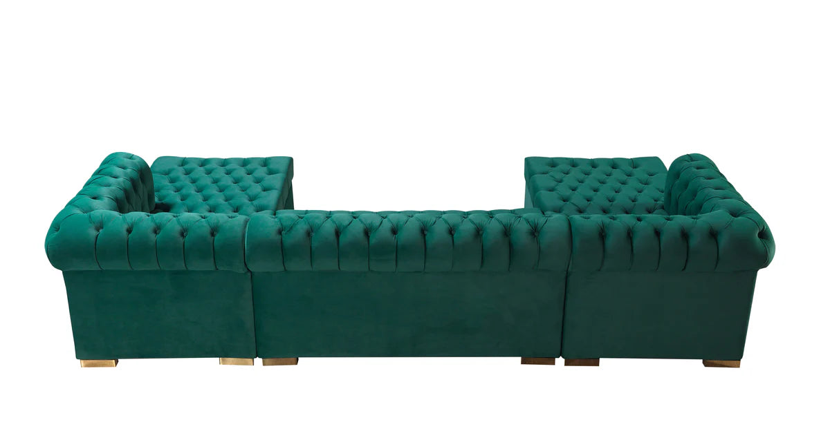 Lauren Green Velvet Double Chaise 136" Sectional